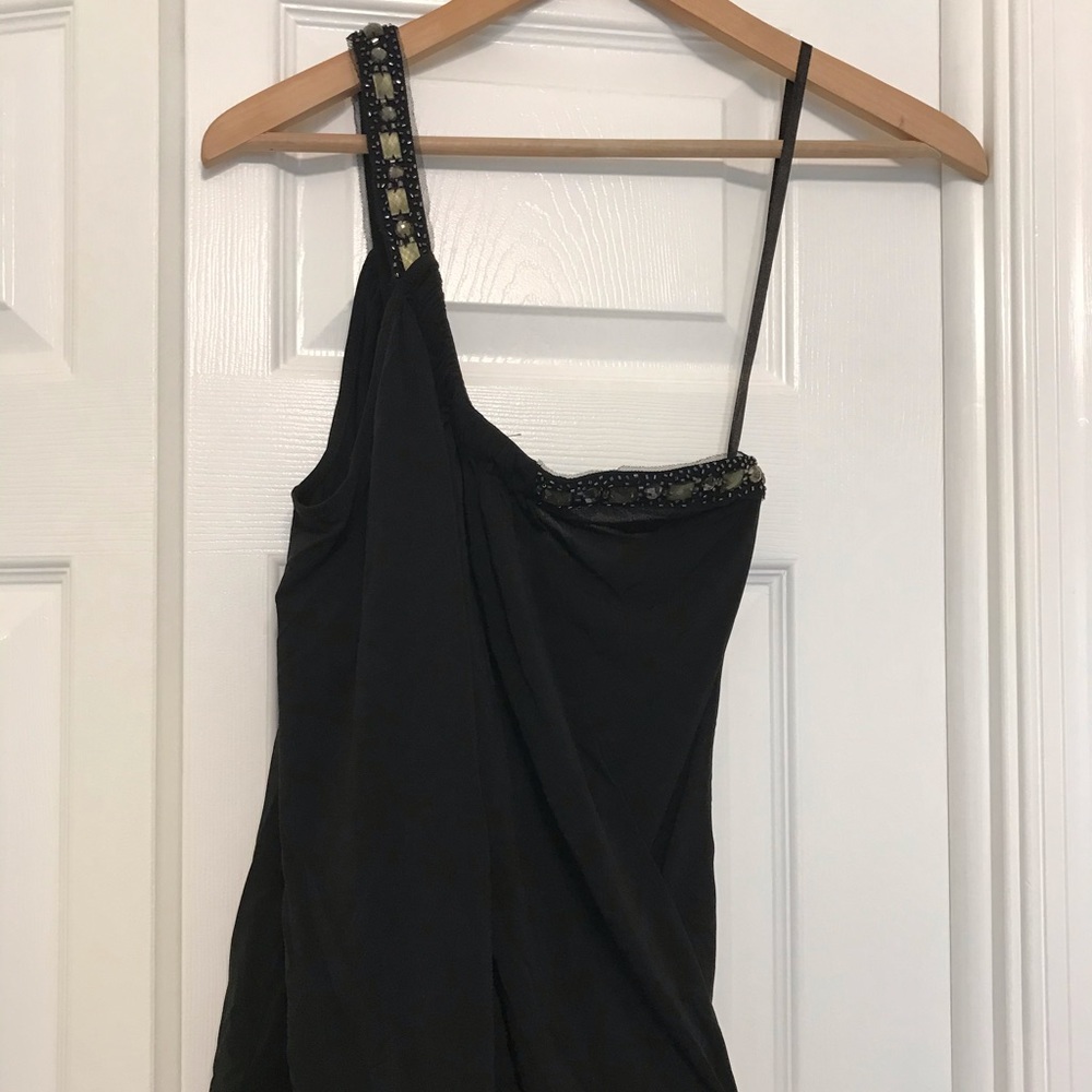 BCBG MAXAZRIA Black one-shoulder top